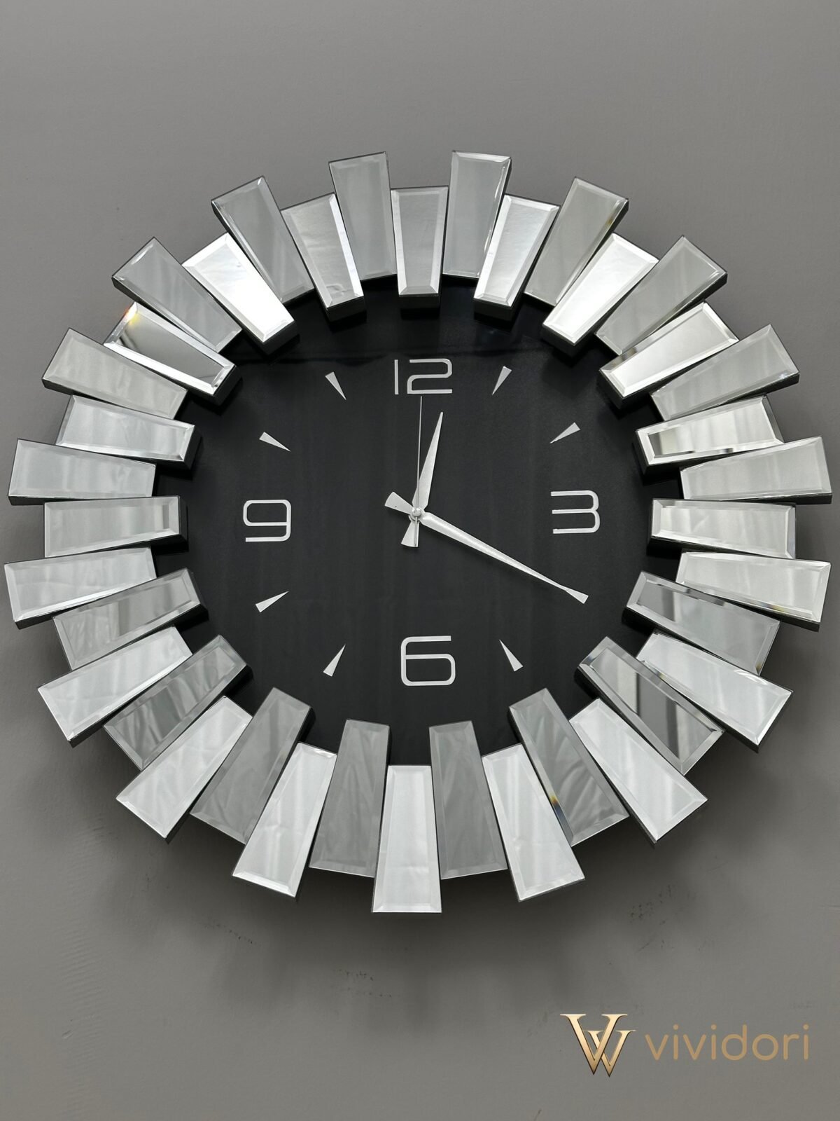 Four Digit Piano Mirrored Wall Clock