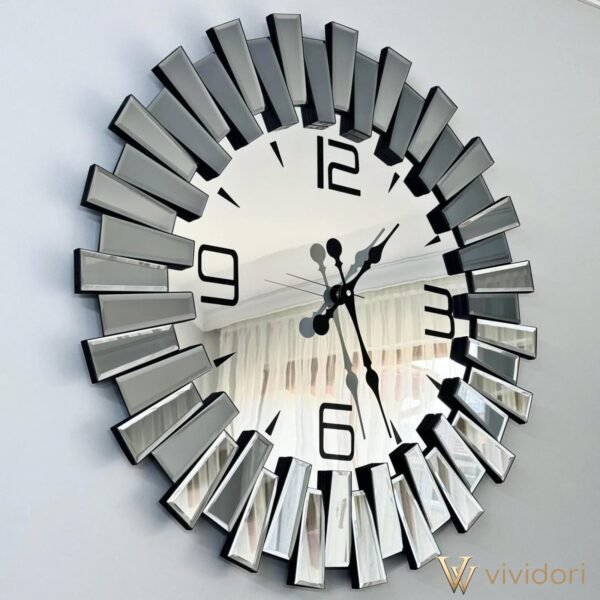 Silver Color 4 Digit Piano Clock with Mirror Inside