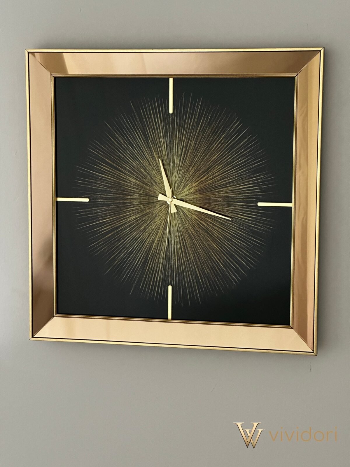 Hedgehog Model Square Mirrored Framed Wall Clock