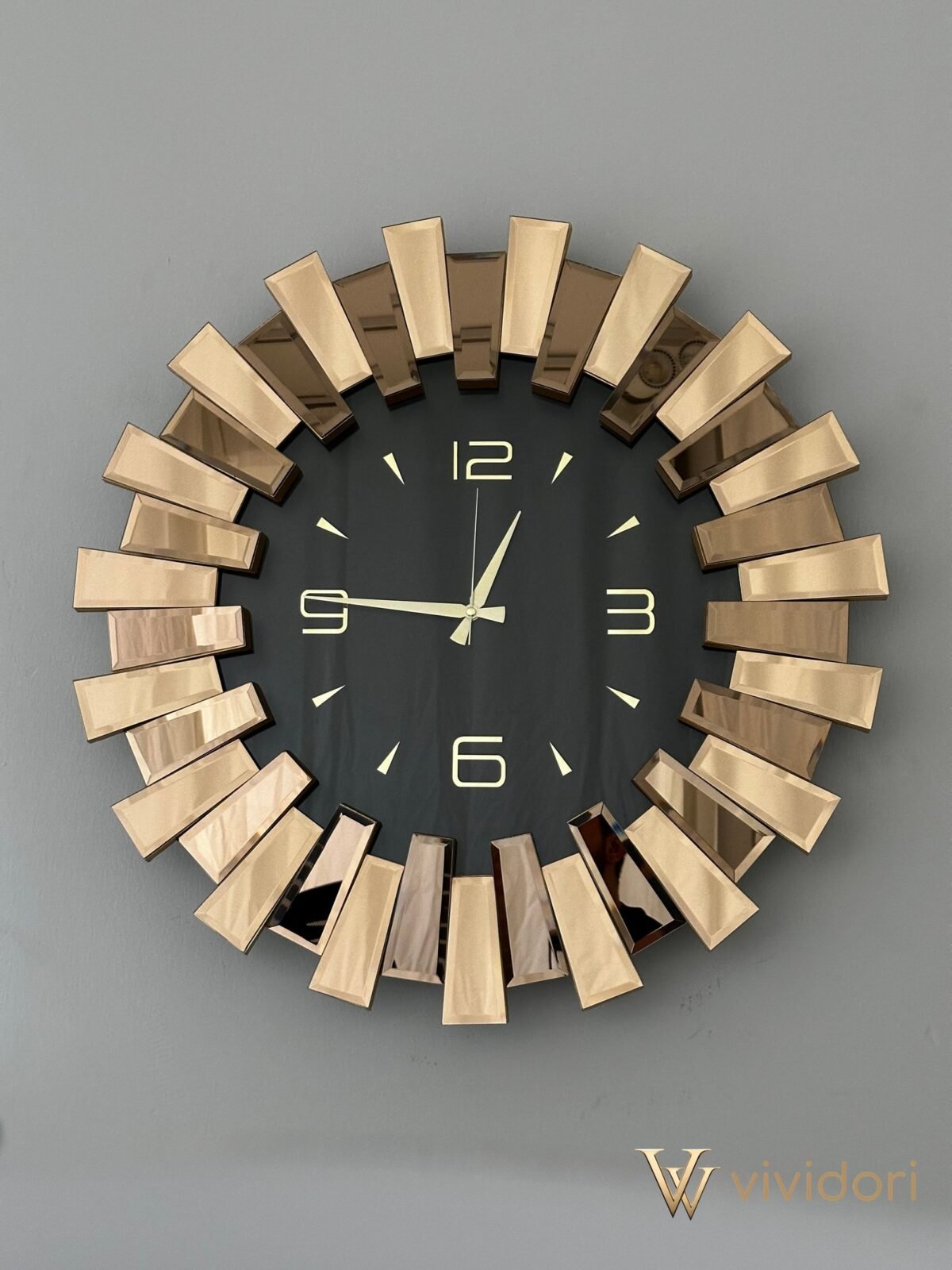 Bronze Mirrored Piano Wall Clock