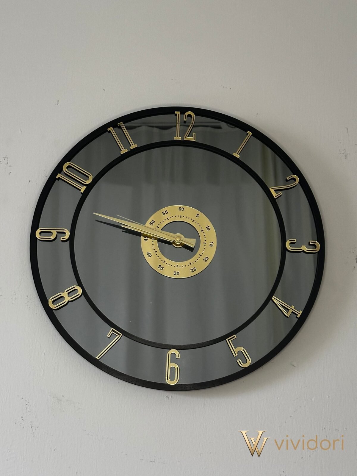 Smoked Mirrored Wall Clock